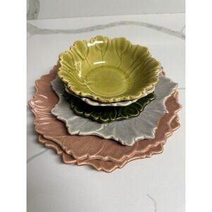 6 STEUBENVILLE Woodfield Snack Dinner Bowl Plates Leaf Mixed‎ Colors